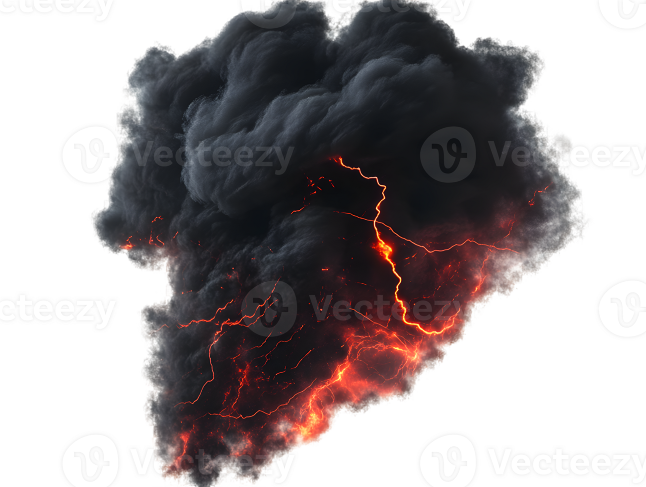 Powerful eruption of thick black smoke and molten lava creating a dramatic display of fire and intensity in the atmosphere png