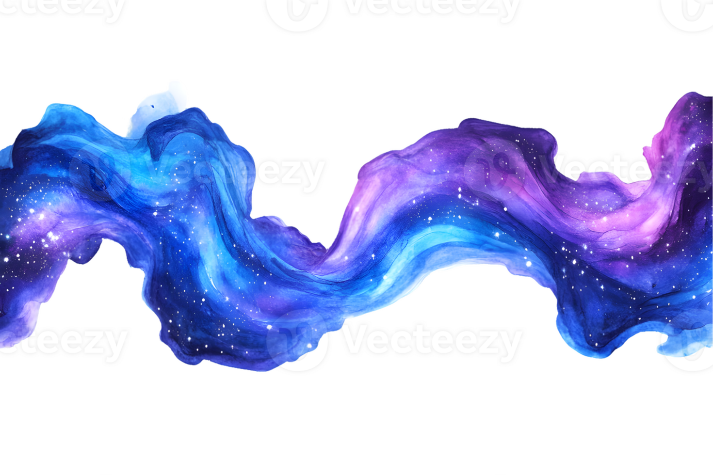 Mesmerizing swirling nebula of vibrant blues and violets illuminated by scattered stars in the depths of space creating an enchanting cosmic atmosphere png