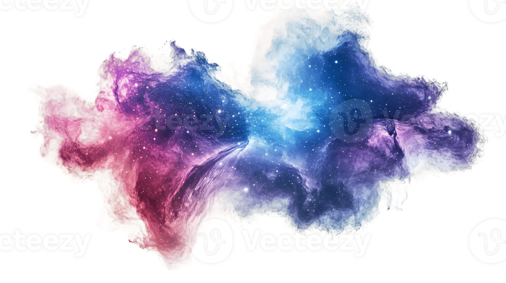 Vibrant nebula in outer space with swirling colors of purple, blue, and pink intertwined with twinkling stars depicting the grandeur of the cosmos png