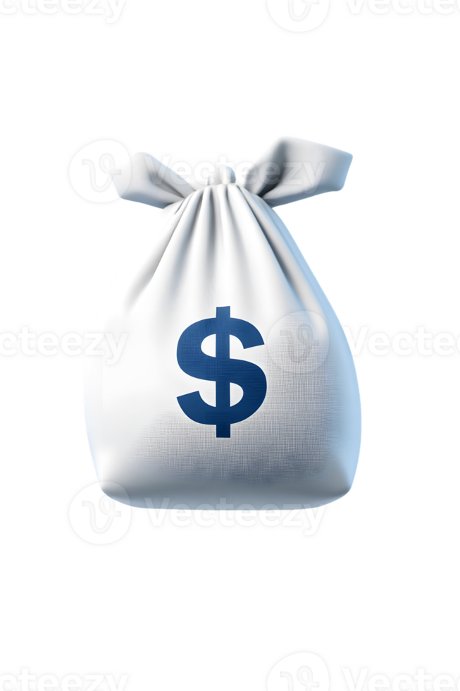 White drawstring bag featuring a dollar sign representing themes of money finance savings and the importance of financial planning and budgeting for personal finance management png