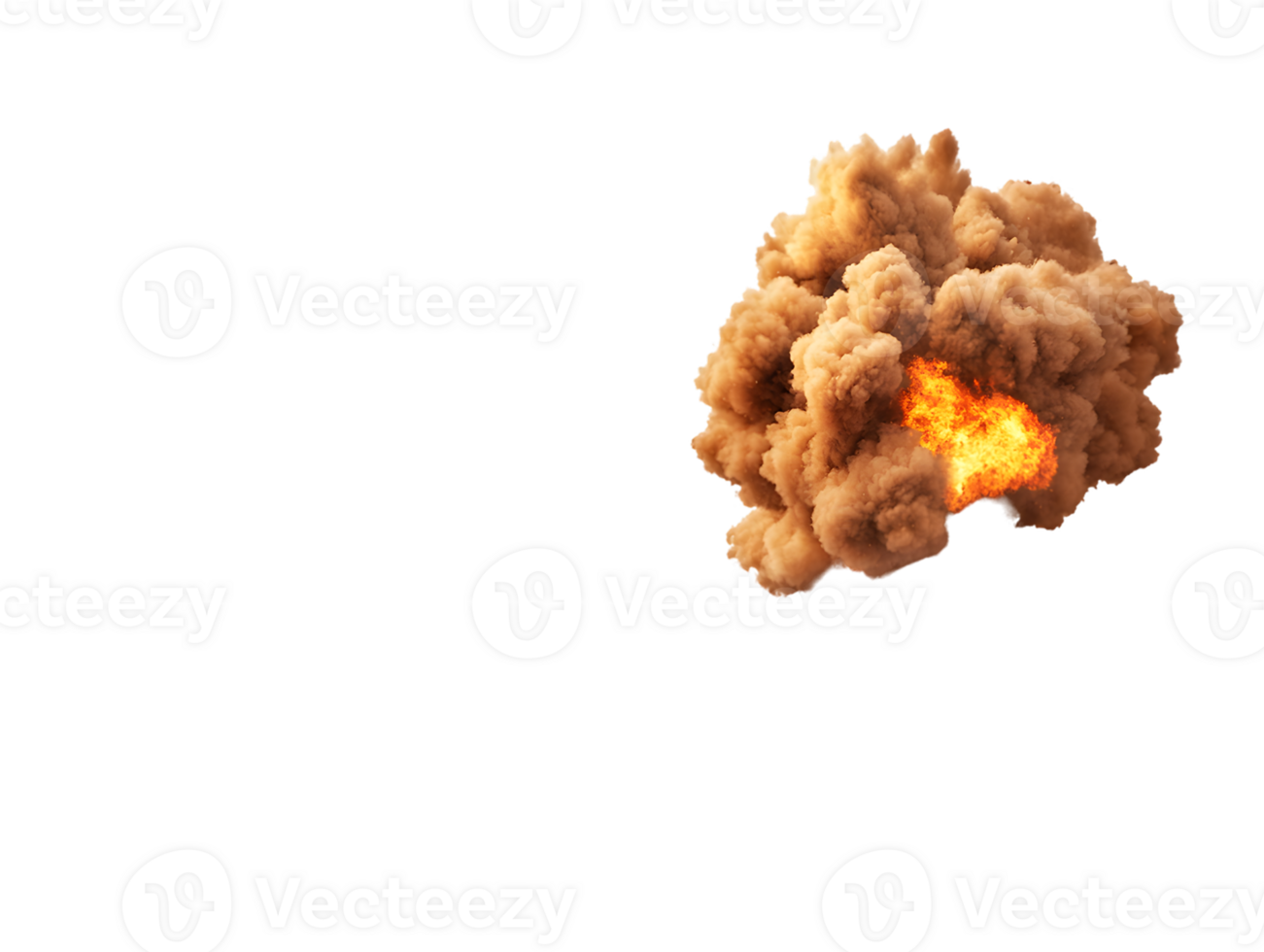 Dramatic explosion with fire and cloud of smoke creating a powerful impact against dark background evoking chaos and intensity png