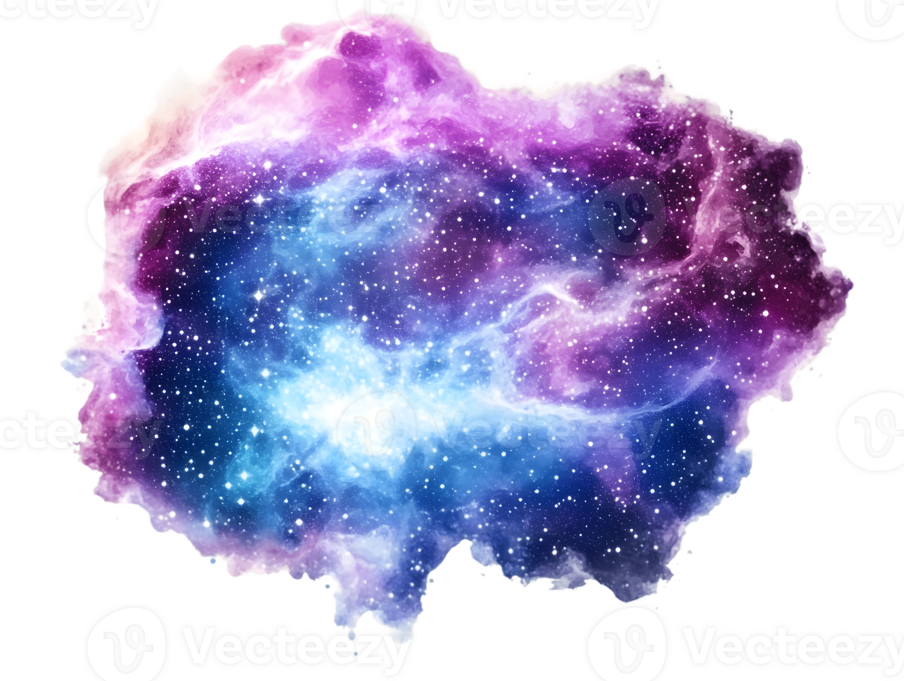 Vivid nebula displaying vibrant clouds of purple and blue filled with bright stars capturing the ethereal beauty of deep space and cosmic phenomena. png