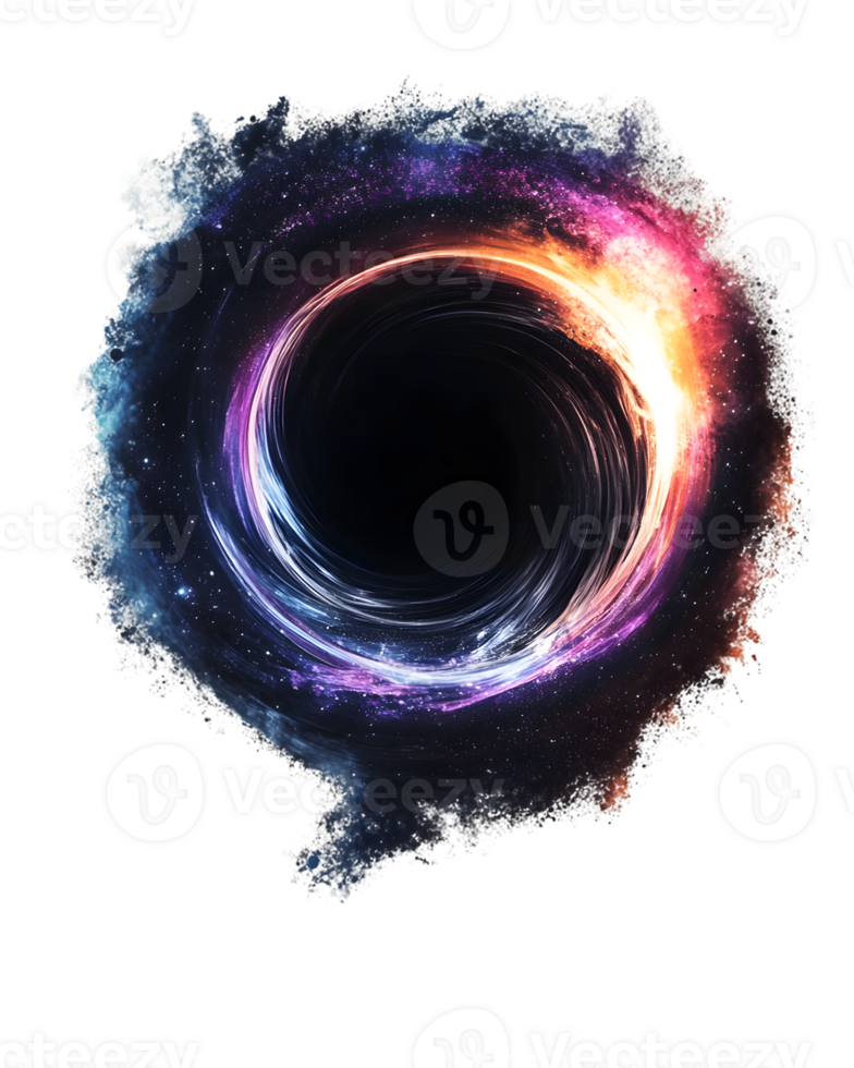 Captivating cosmic vortex with swirling colors of blue, purple, and orange creating a sensational portal in the depths of space png