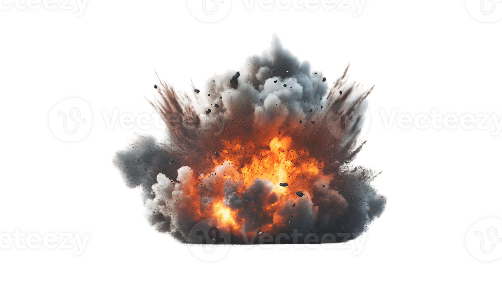 Dramatic explosion creating a powerful cloud of smoke and vibrant fire capturing the chaotic energy of a violent event png