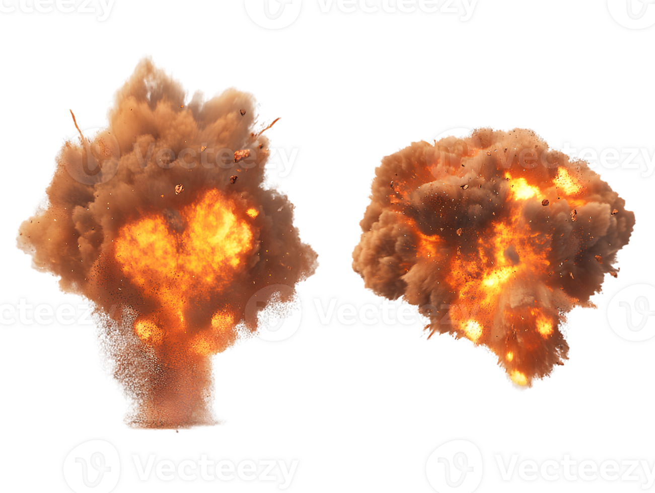 Dramatic explosion with large clouds of smoke and fiery bursts creating a heart shape surrounded by chaos and glowing intensity png