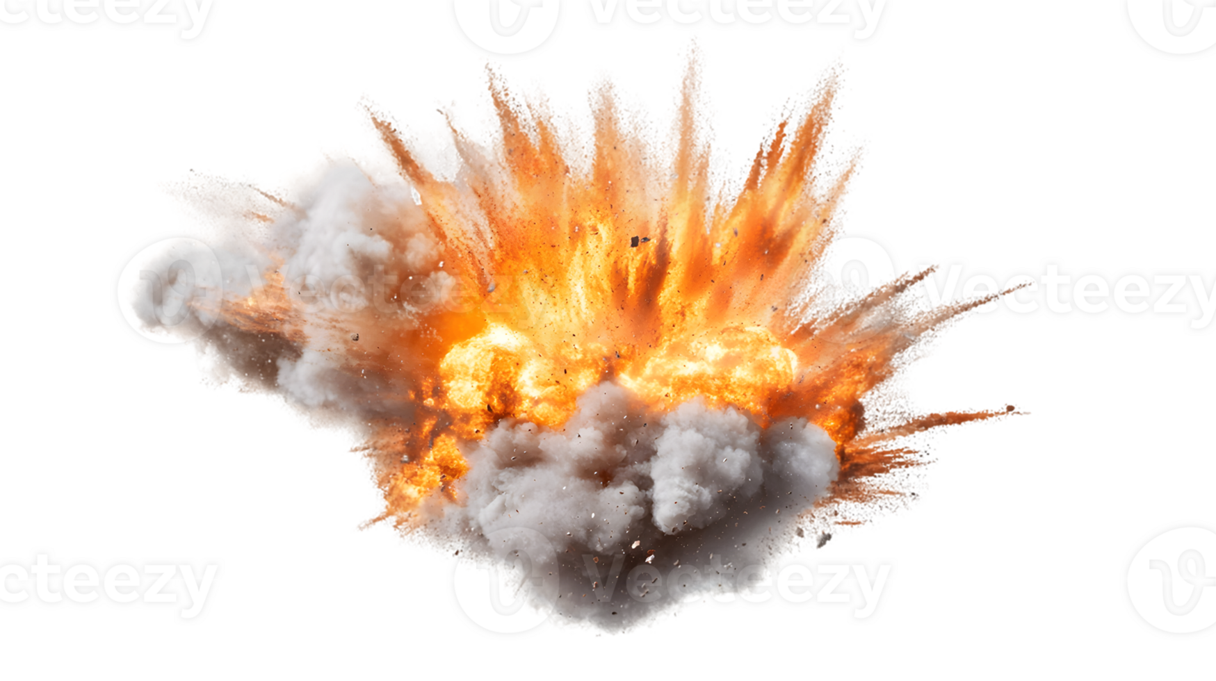 Dramatic explosion with vibrant flames and billowing smoke radiating energy and chaos creating an intense visual effect png