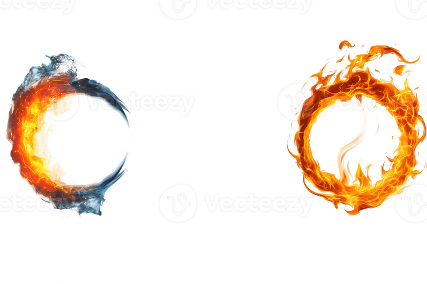 Illustration showcasing a dynamic contrast between vibrant swirling fire and a mystical icy orb representing the elemental balance of heat and cold. png