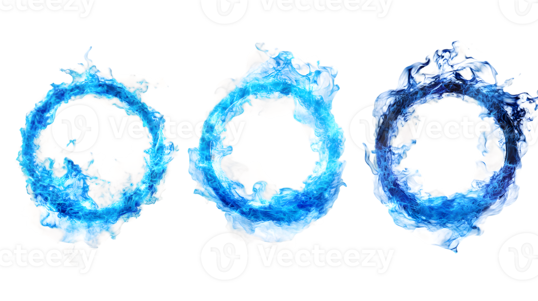 Dynamic circular water splashes in varying shades of blue creating a sense of motion and energy in an abstract representation of fluidity and nature png