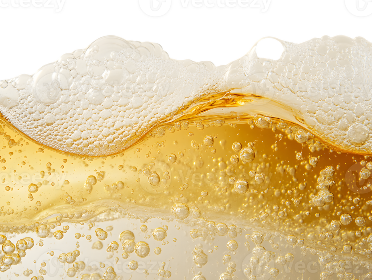 Close-up view of frothy beer with bubbles creating a refreshing texture and golden hue, perfect for a celebration or a moment of relaxation png