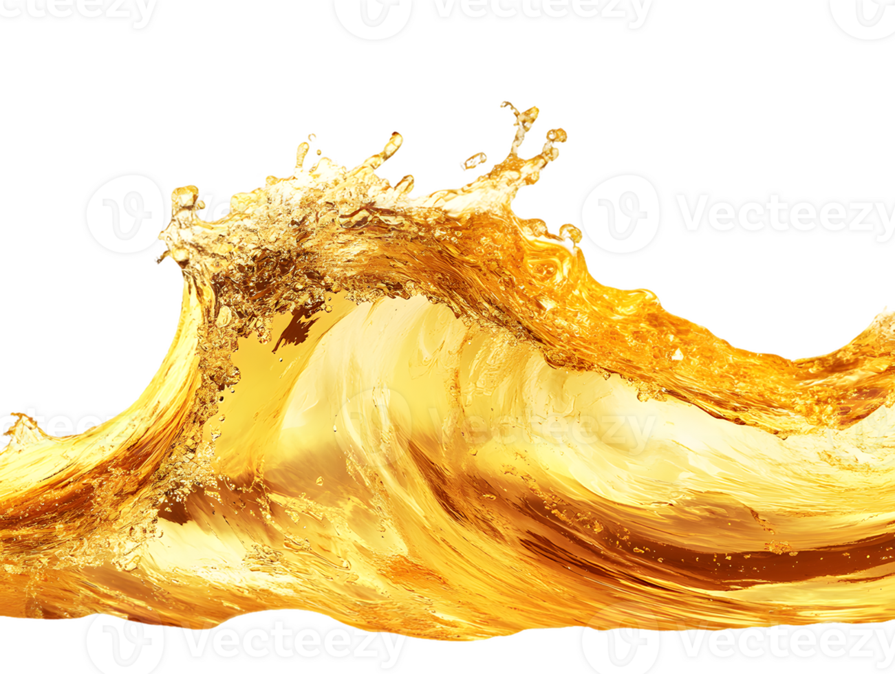 Dynamic splash of golden liquid resembling a powerful wave captured mid-motion showing vibrant flow and texture png