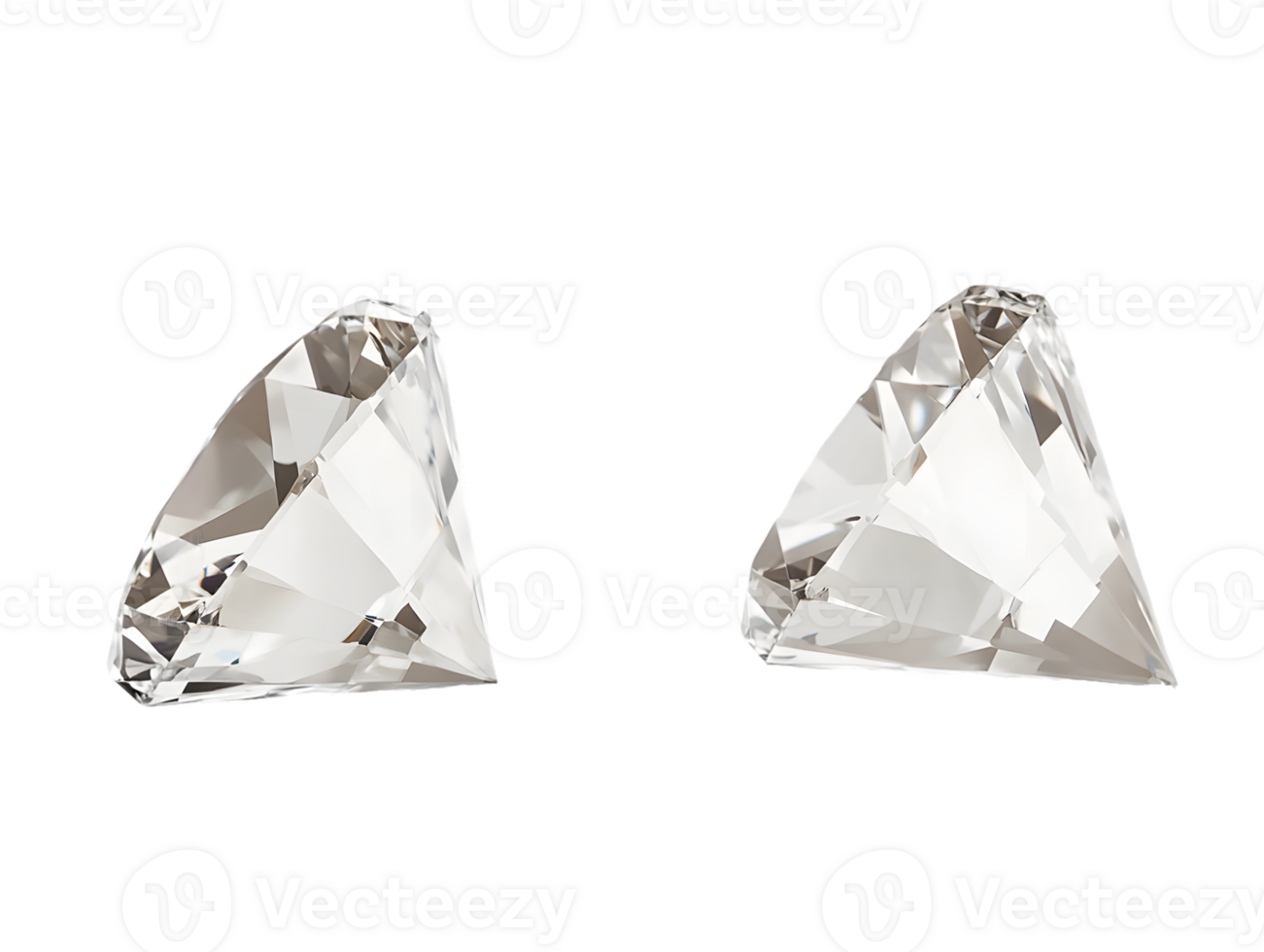 Pair of sparkling clear gemstones with stunning facets reflecting light png