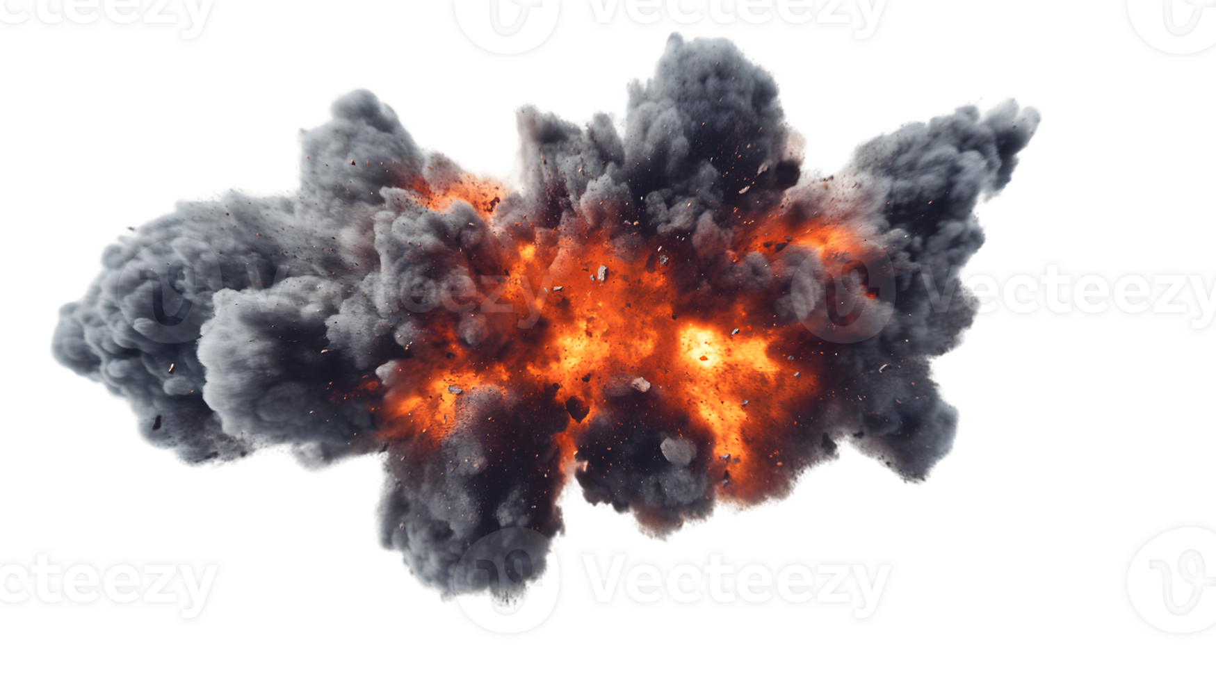 Powerful explosion filled with dark smoke and bright orange flames creating a dramatic and intense scene of chaos and destruction png