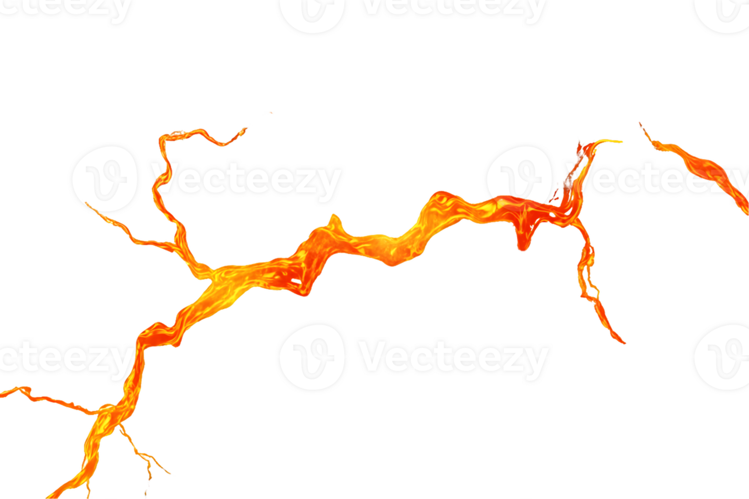 Vibrant display of flowing lava in bright orange and yellow hues showcasing the dynamic movement of molten rock during volcanic activity png