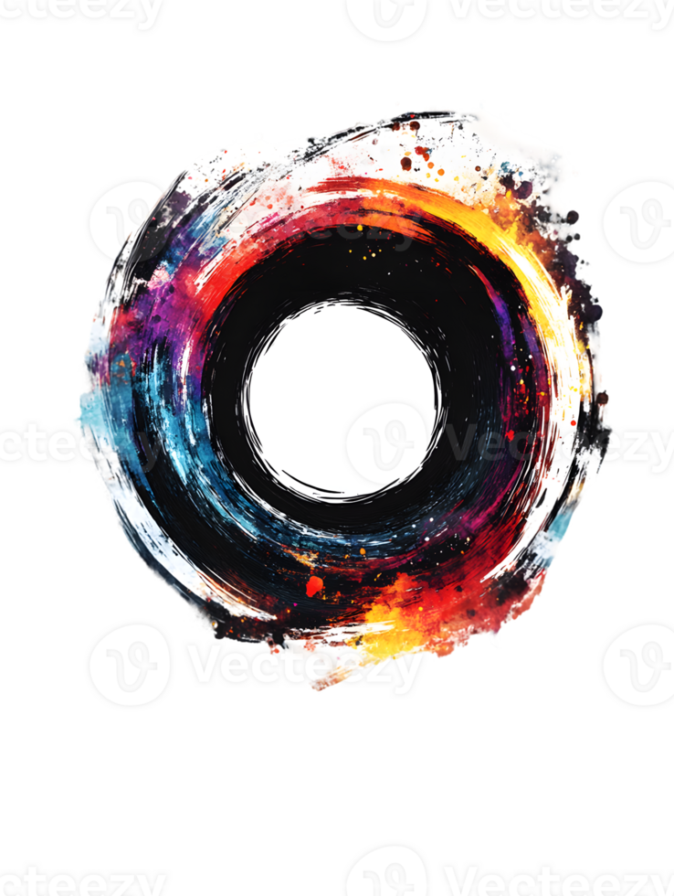 Vibrant abstract circular pattern with swirling colors creating a dynamic visual effect and evoking a sense of creativity and motion png