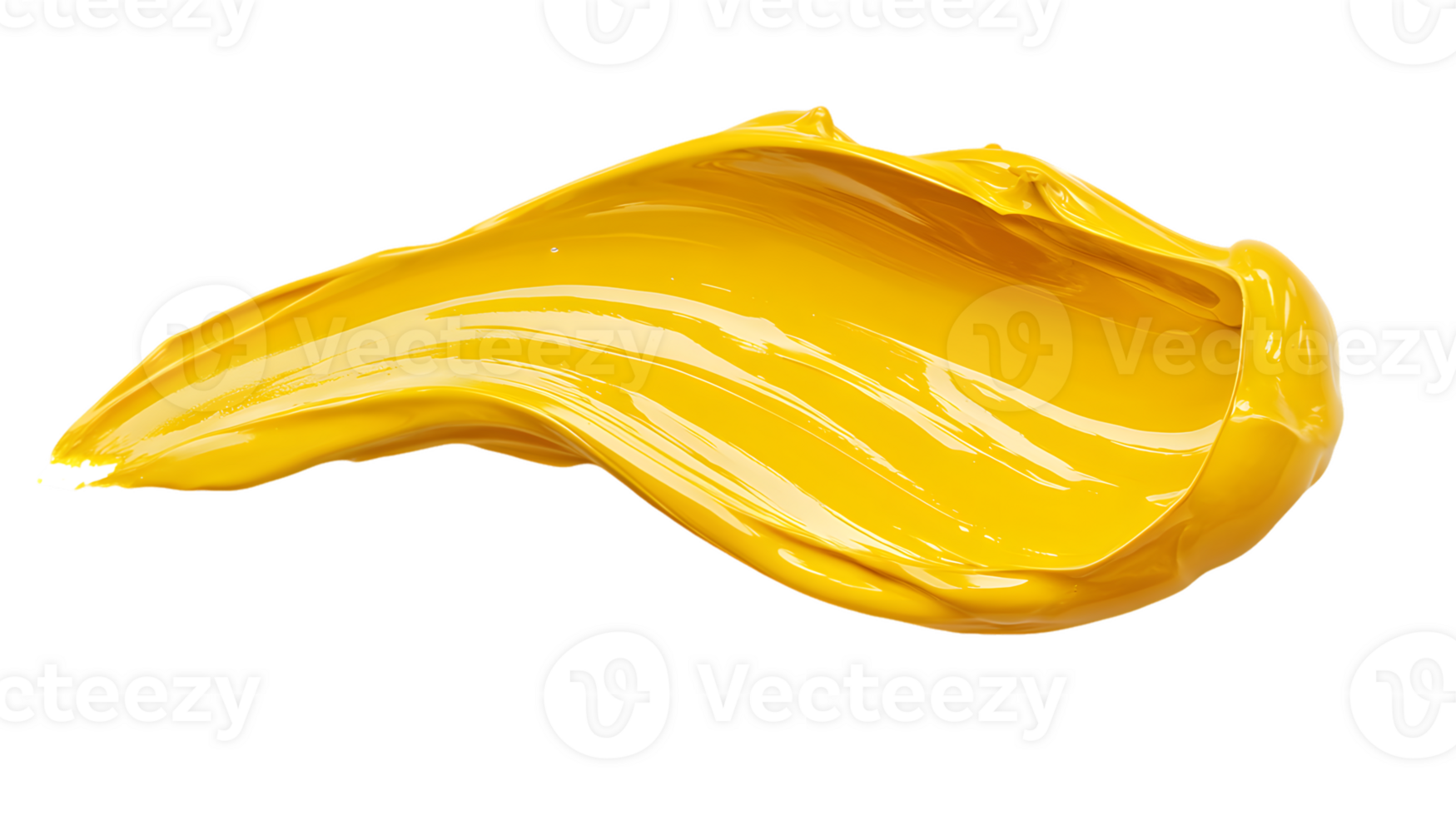 Vibrant flowing smear of bright yellow paint showcasing smooth texture and glossy finish radiating energy and warmth for creative design projects png