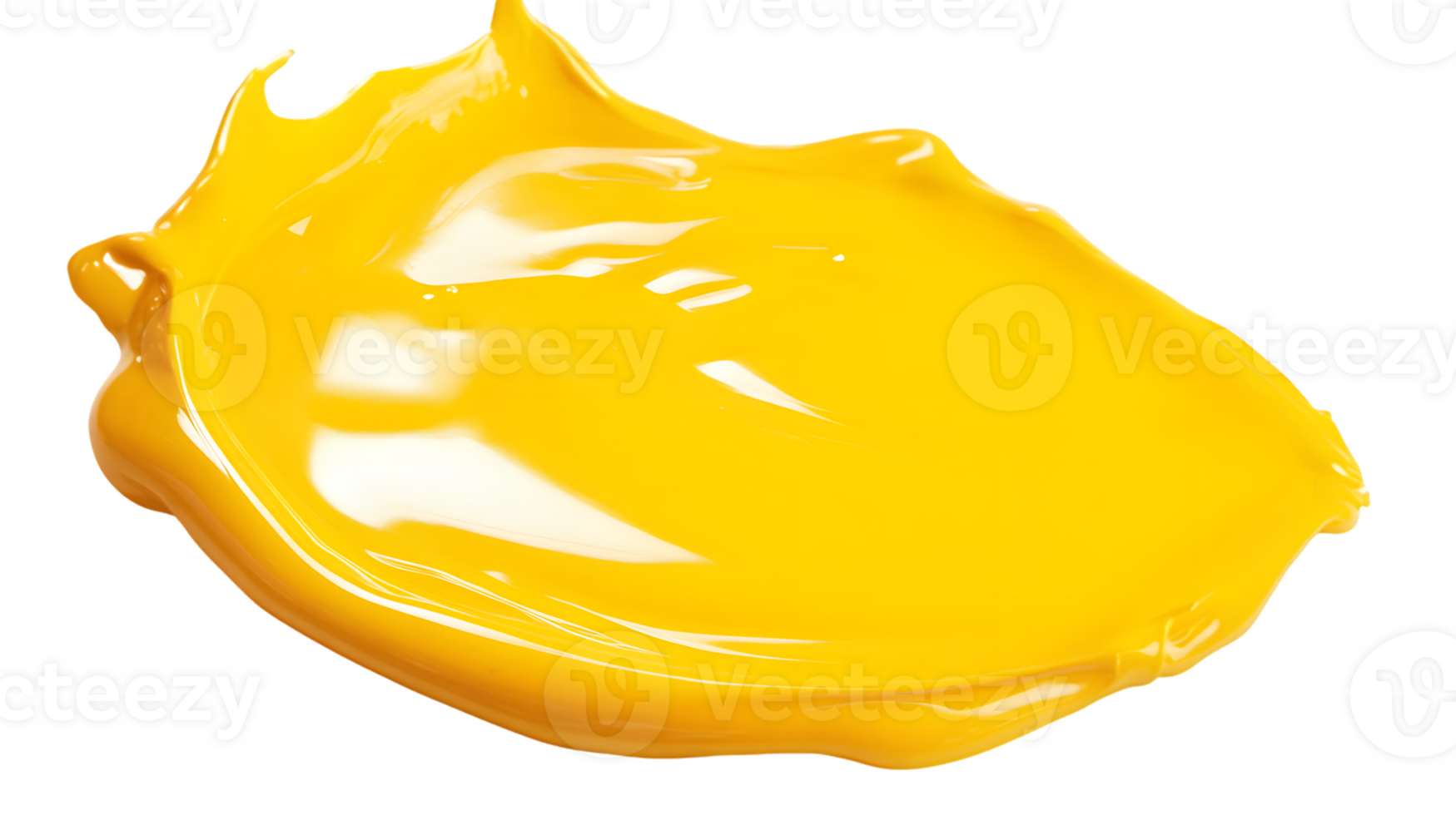 Vibrant pool of glossy yellow paint showcasing rich color saturation with a smooth texture and a bright glossy finish in artistic arrangement png