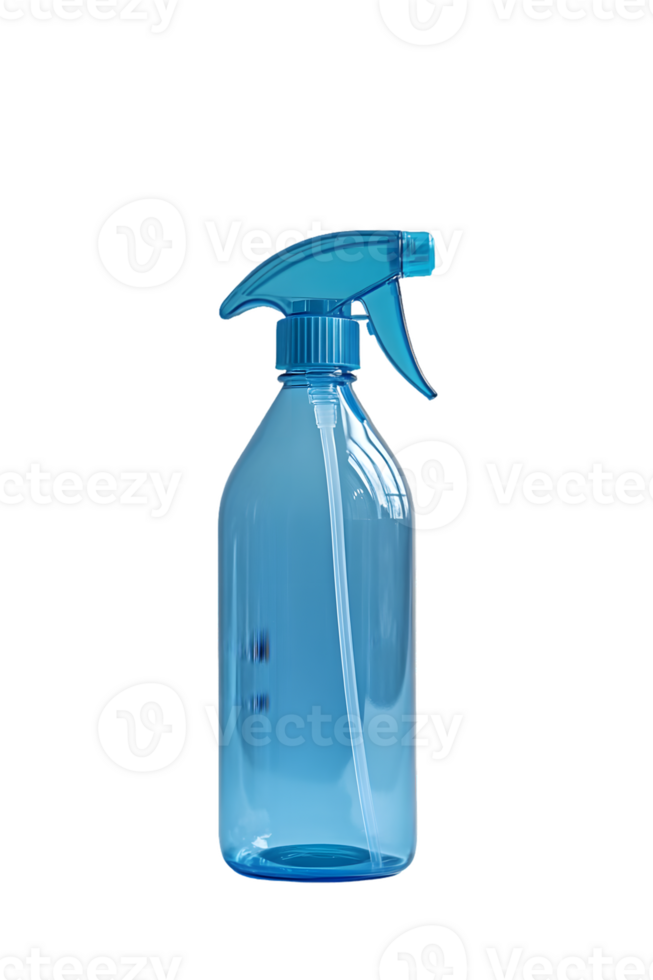 A translucent light blue plastic spray bottle with a trigger head png