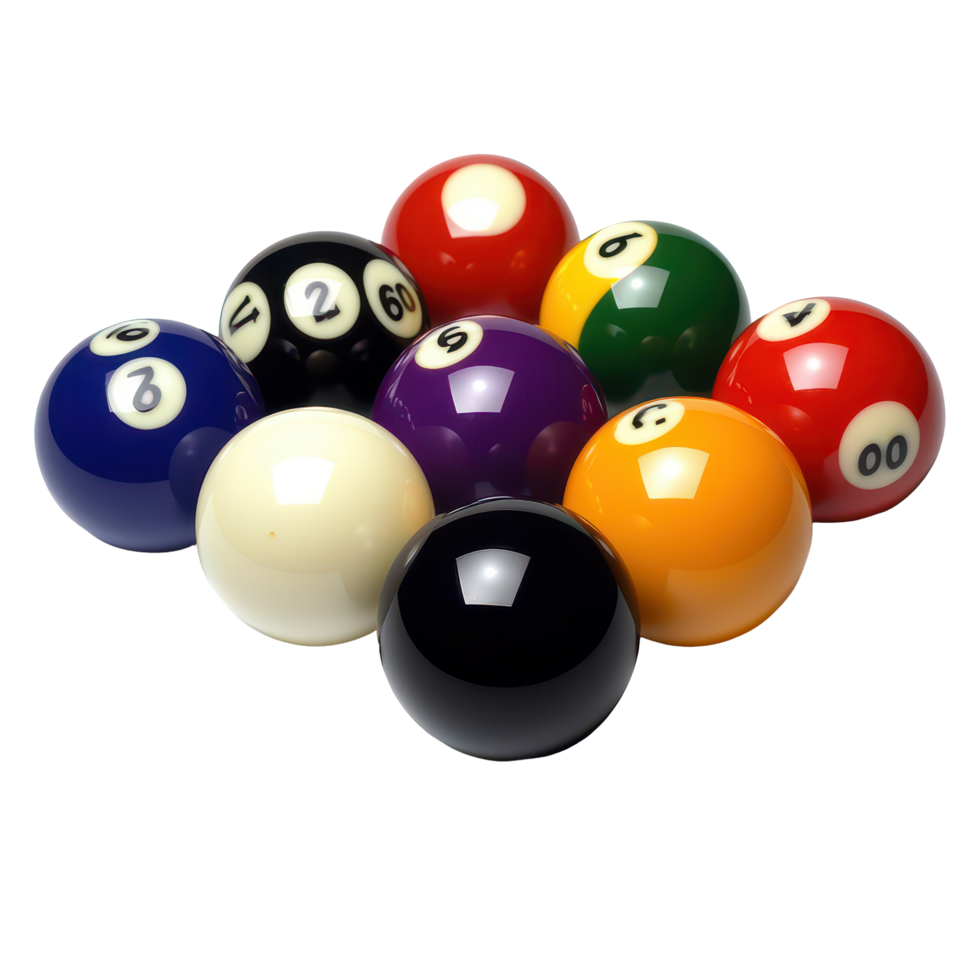 A colorful arrangement of billiard balls on a surface ready for a game in a cozy recreation room, Balls sport billiard pool ball billiards snooker pool, transparent background. png
