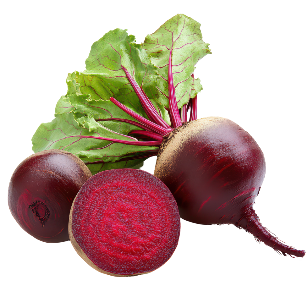 Freshly harvested beetroot with vibrant leaves isolated on a clean transparent background, beetroot vegetables and leaf isolated on transparent background png