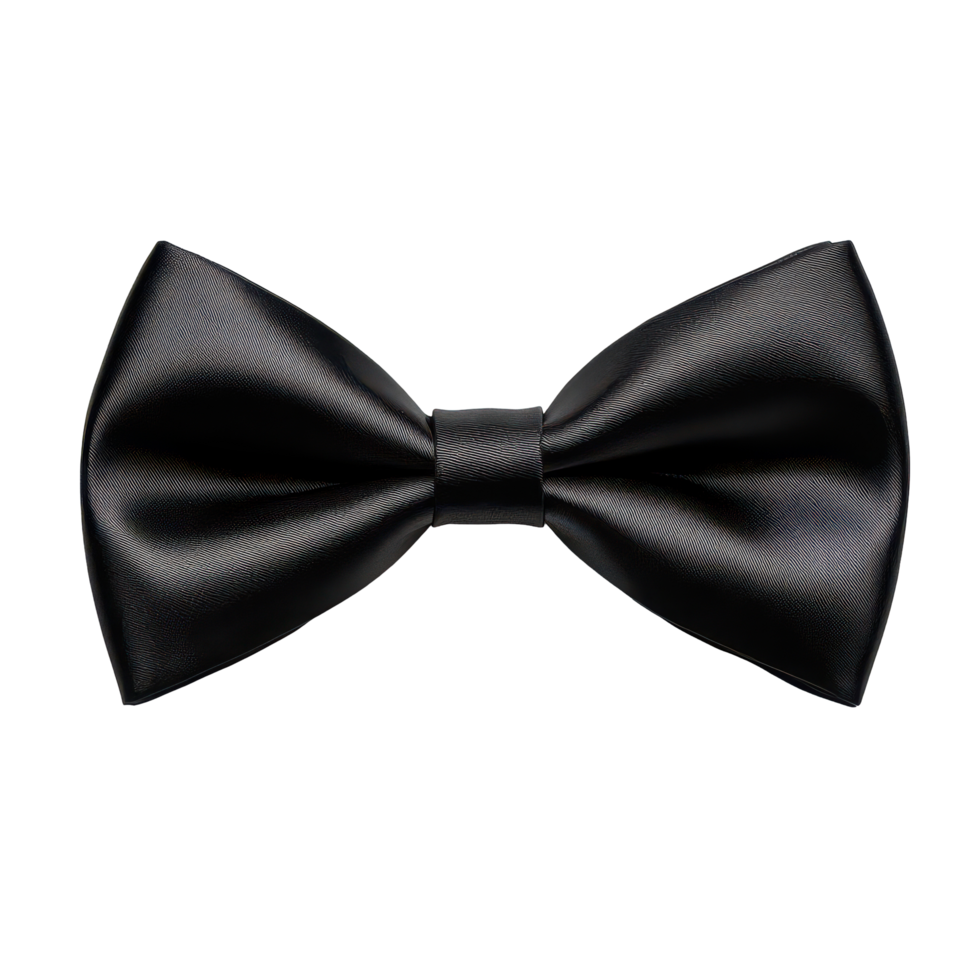Elegant black bow tie resting on a clean transparent background, perfect for formal occasions and stylish attire, Black bow tie isolated on transparent background png
