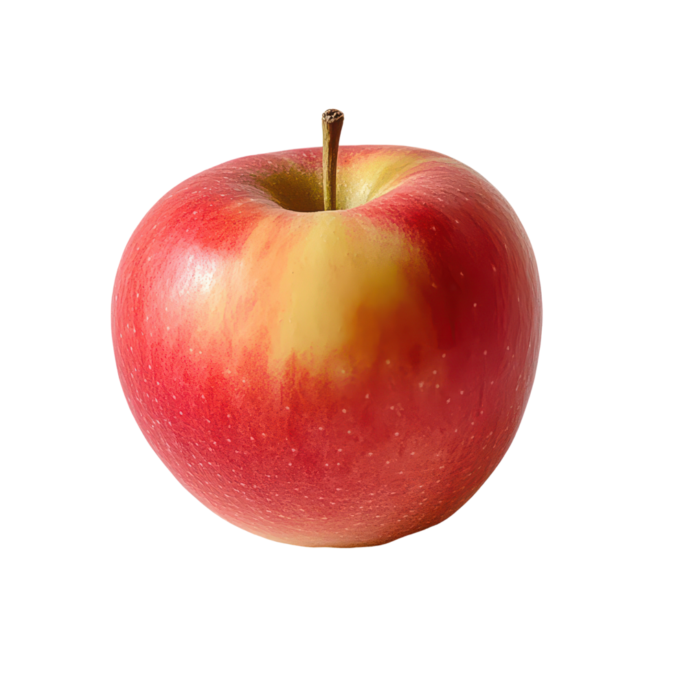 A fresh and glossy red apple positioned against a clean transparent background, perfect for snacking or cooking, A perfect apple, ready to be eaten, transparent background. png