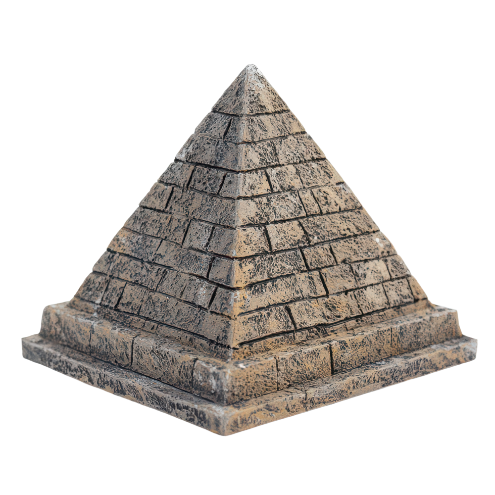 Detailed model of an ancient pyramid showcasing historical stone architecture and craftsmanship, Ancient Stone Architecture Model A Pyramid History, transparent background. png