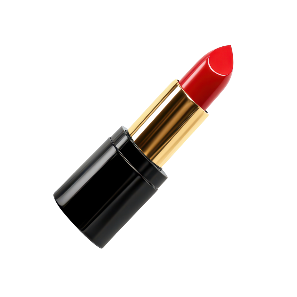 Bright red lipstick tube on a transparent background highlighting beauty and elegance, beauty lipstick object on isolated on transparent background png