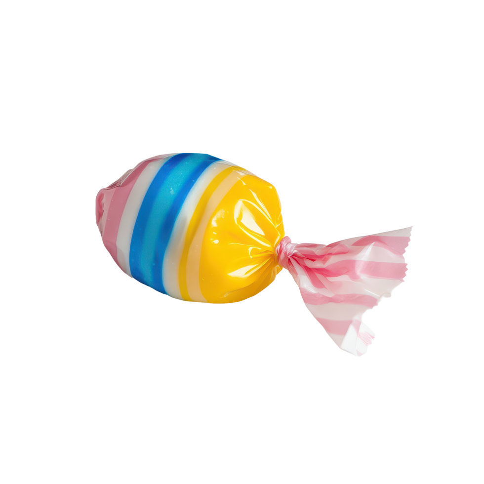 Colorful striped candy on a transparent background perfect for sweet treats or festive occasions, a sweet colorful candy, transparent background. png
