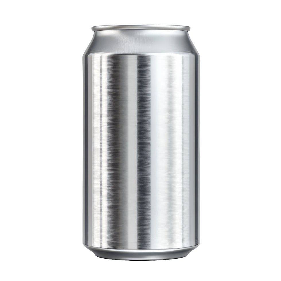 Stainless aluminum beverage can isolated on a transparent background, ready for refreshing drinks and refreshments, 330 ml aluminum beverage drink soda can isolated on transparent background png