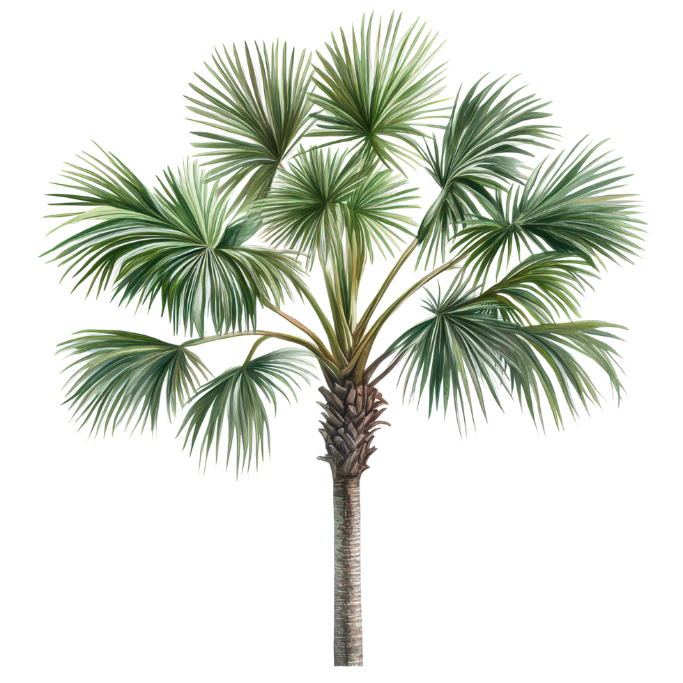 The Asian Palmyra palm stands tall with a vibrant crown of fan shaped leaves in a lush setting, showcasing its beauty, Asian Palmyra palm, Toddy palm, Sugar palm transparent background png