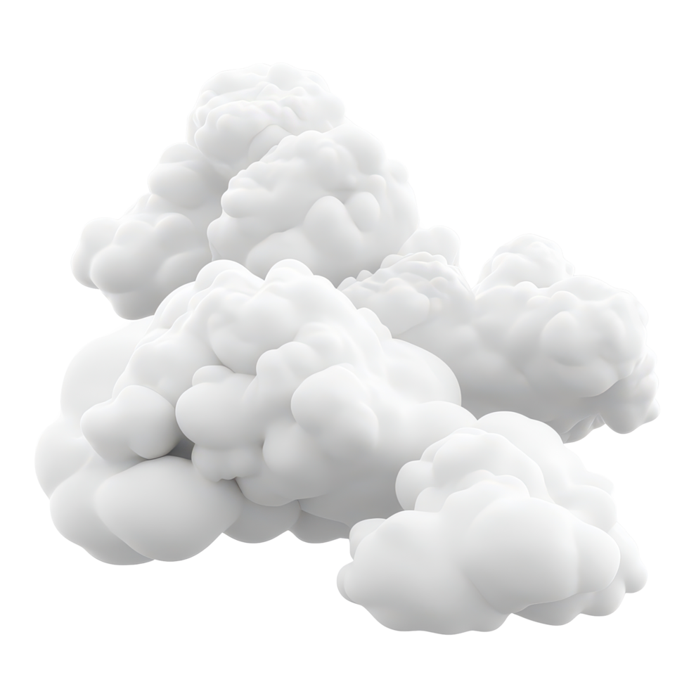 Soft and fluffy cartoon clouds floating on a bright transparent background for seamless design and creativity, 3D cartoon Clouds On transparent background png