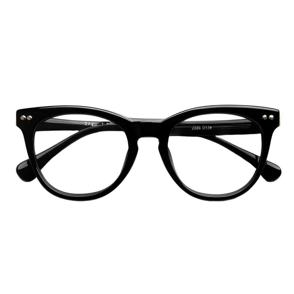 Chic black nerd glasses displayed against a minimalist transparent background for modern eyewear enthusiasts, Black Nerd Glasses, transparent background. png