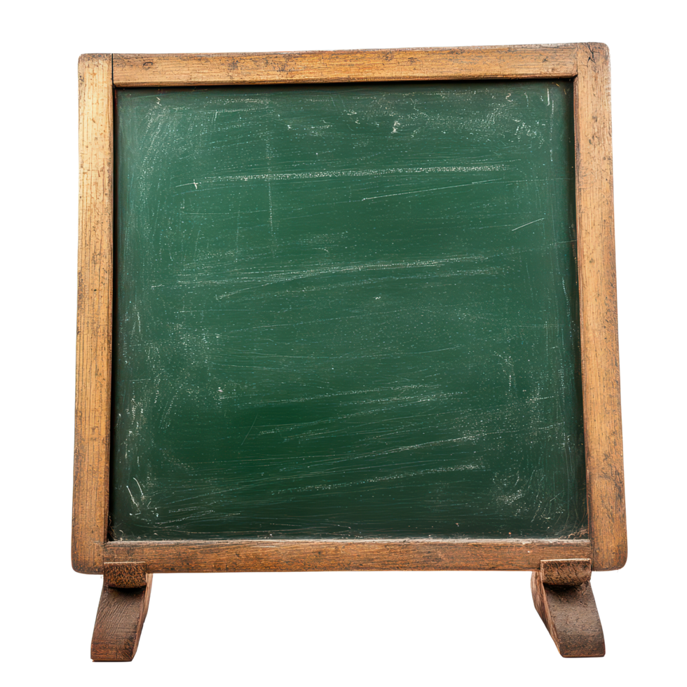 Green chalkboard on a transparent background ready for back to school learning and activities in the classroom, Back to school green chalkboard isolated on transparent background png