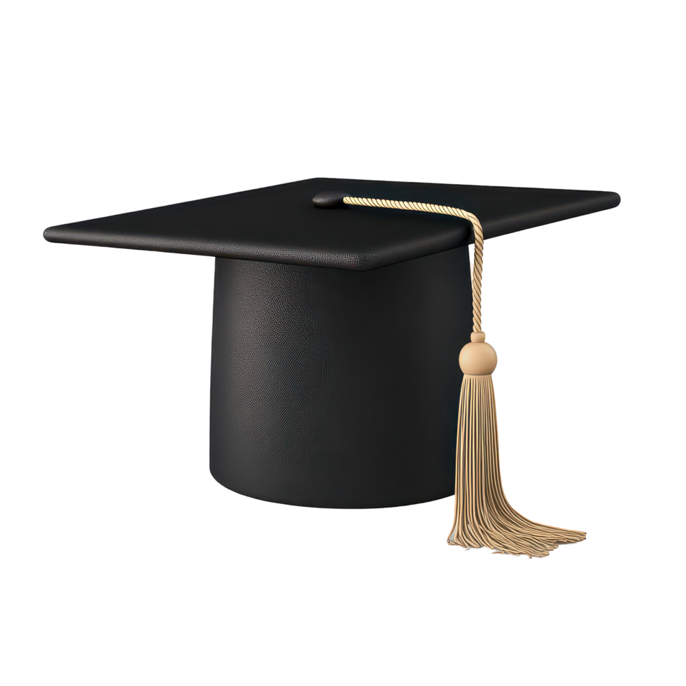 Cartoon graduation cap with tassel on a clean transparent background for celebrations or academic achievements, 3D Cartoon Graduation Cap on transparent background png