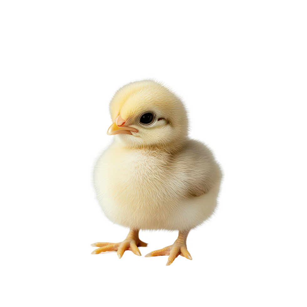A fluffy baby chicken observes its surroundings with a cute and curious gaze, Baby Chicken on transparent background png