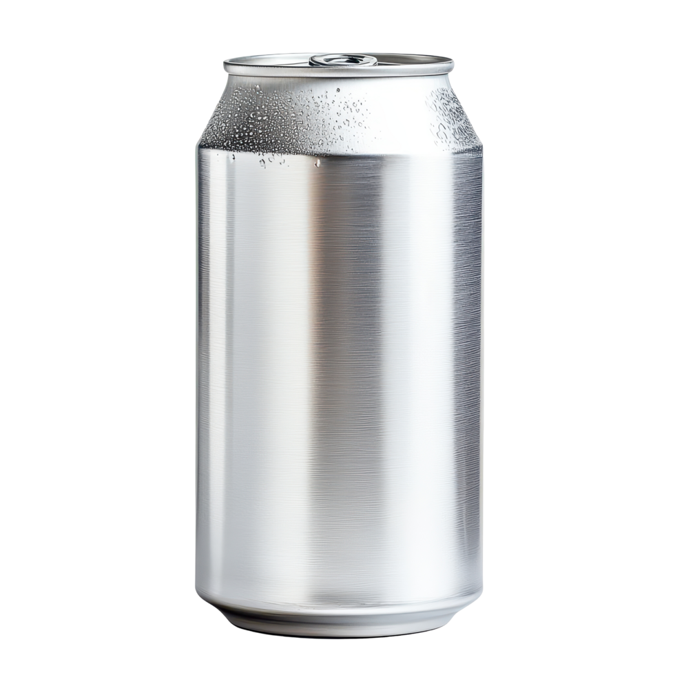 Aluminum beverage can isolated on a transparent background with condensation, perfect for refreshing drinks on hot days, Aluminum Beverage Can isolated on transparent background png