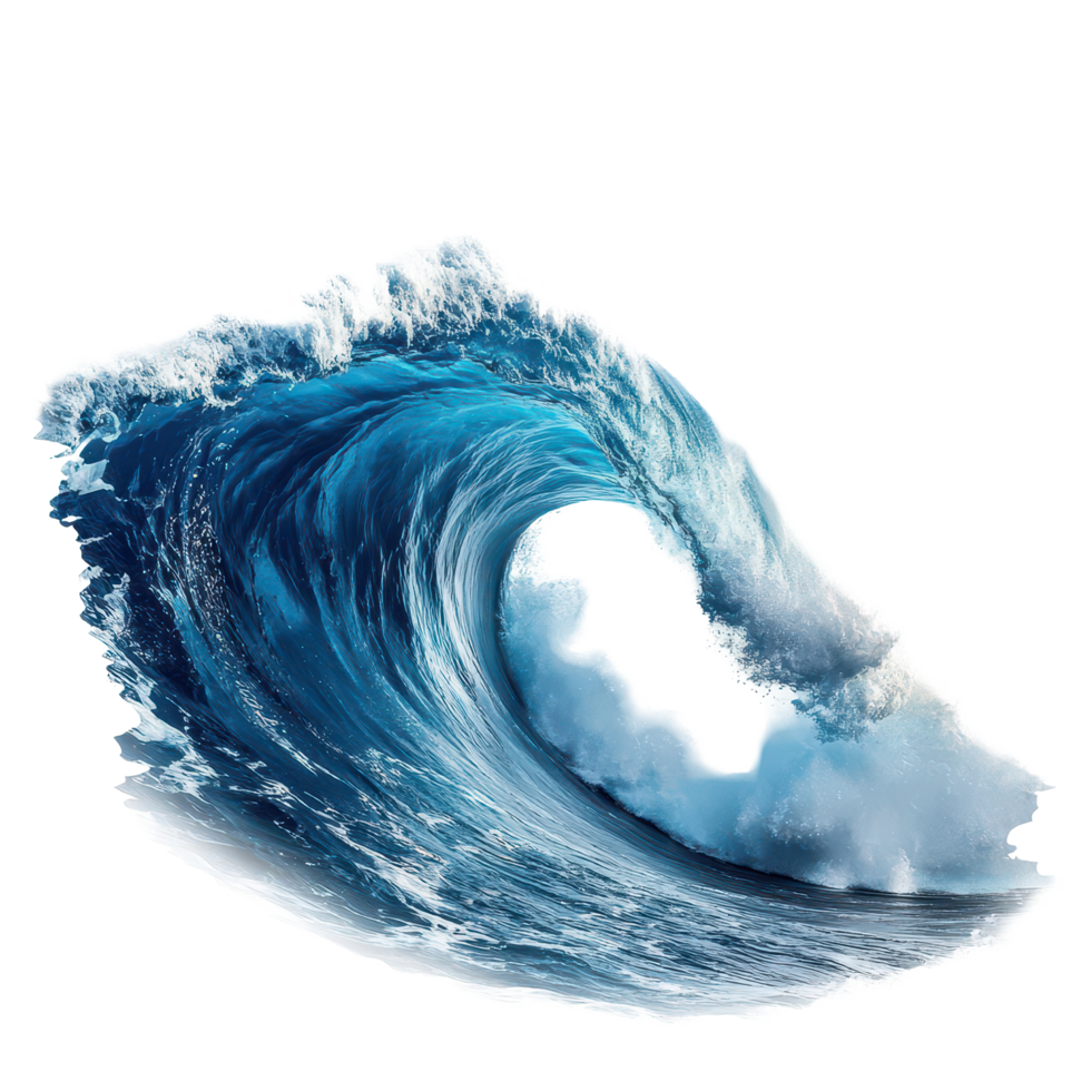 A magnificent wave crashing against the shore, capturing the power of the ocean at sunset, A Majestic Wave Crashing on the Ocean Shore, transparent background. png
