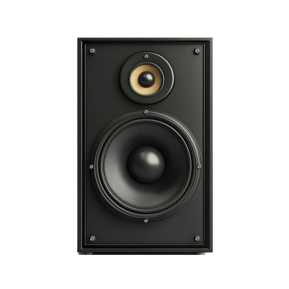 High fidelity audio speaker displayed on a clean transparent background for clear visibility and design appreciation, audio speaker isolated on transparent background png