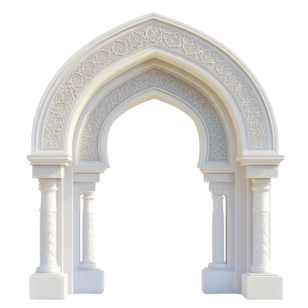 Elegant Arabic arch gate with intricate carvings, highlighting traditional architecture on a backdrop, Arabic arch gate isolated on transparent background png