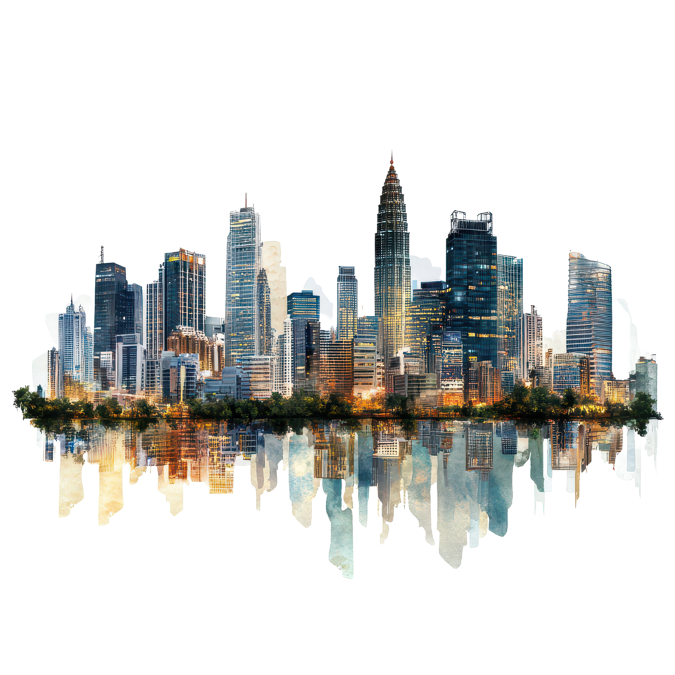 A stunning view of Bangkok s skyline isolated on a transparent background showcasing iconic architecture and urban energy, Bangkok city isolated on transparent background png