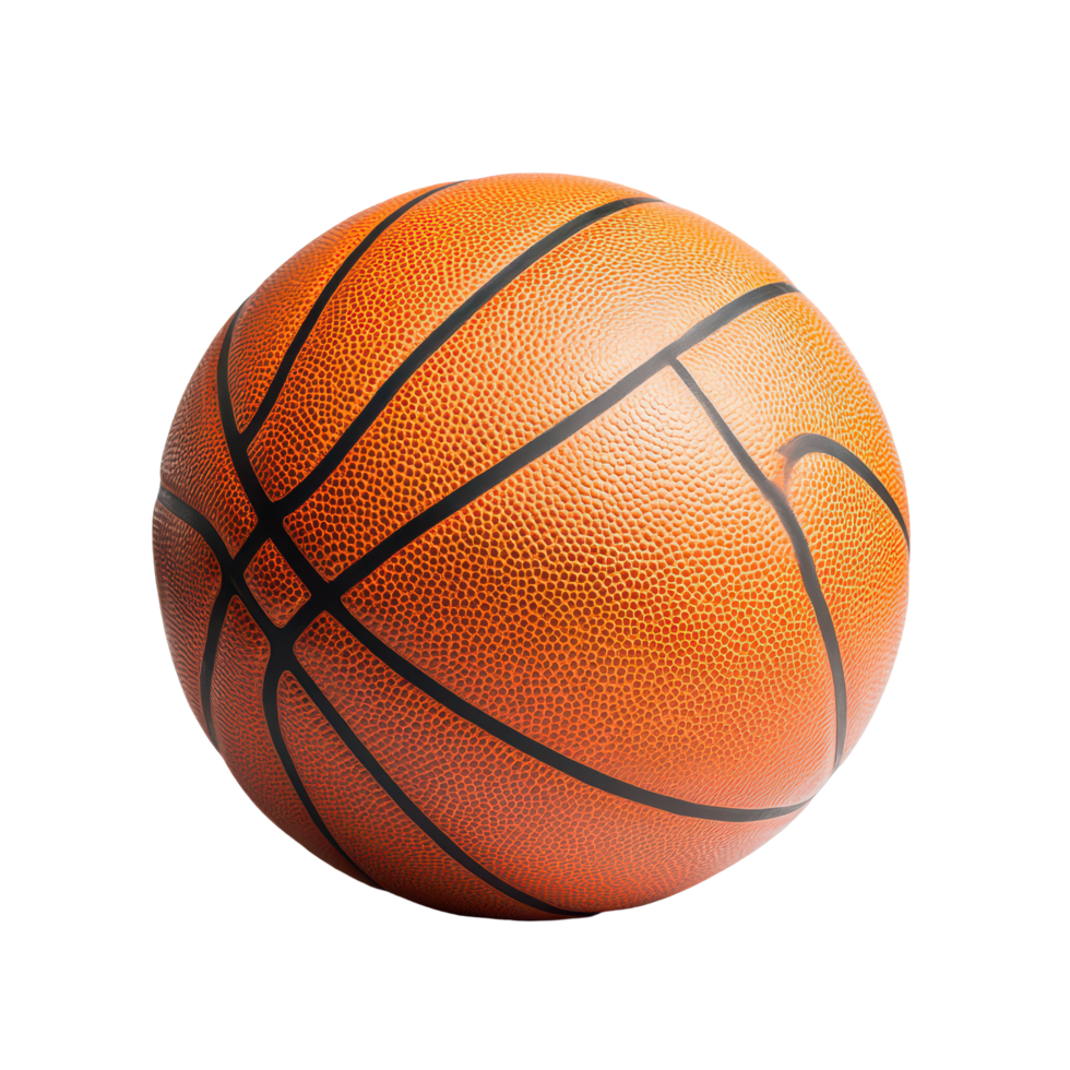 A detailed close up of a basketball resting on a transparent background, showcasing its texture and design, Basket Ball over transparent background png