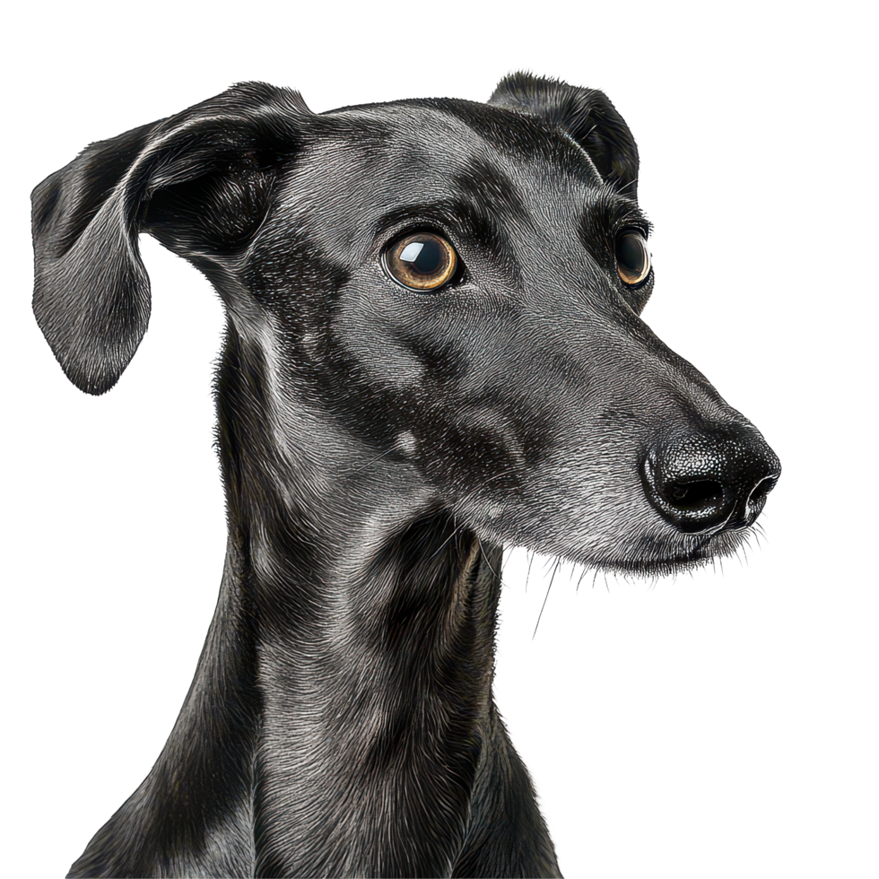 A sleek black Bas Hound standing elegantly against a transparent background, showcasing its unique features and expression, Bas Hound, transparent background. png