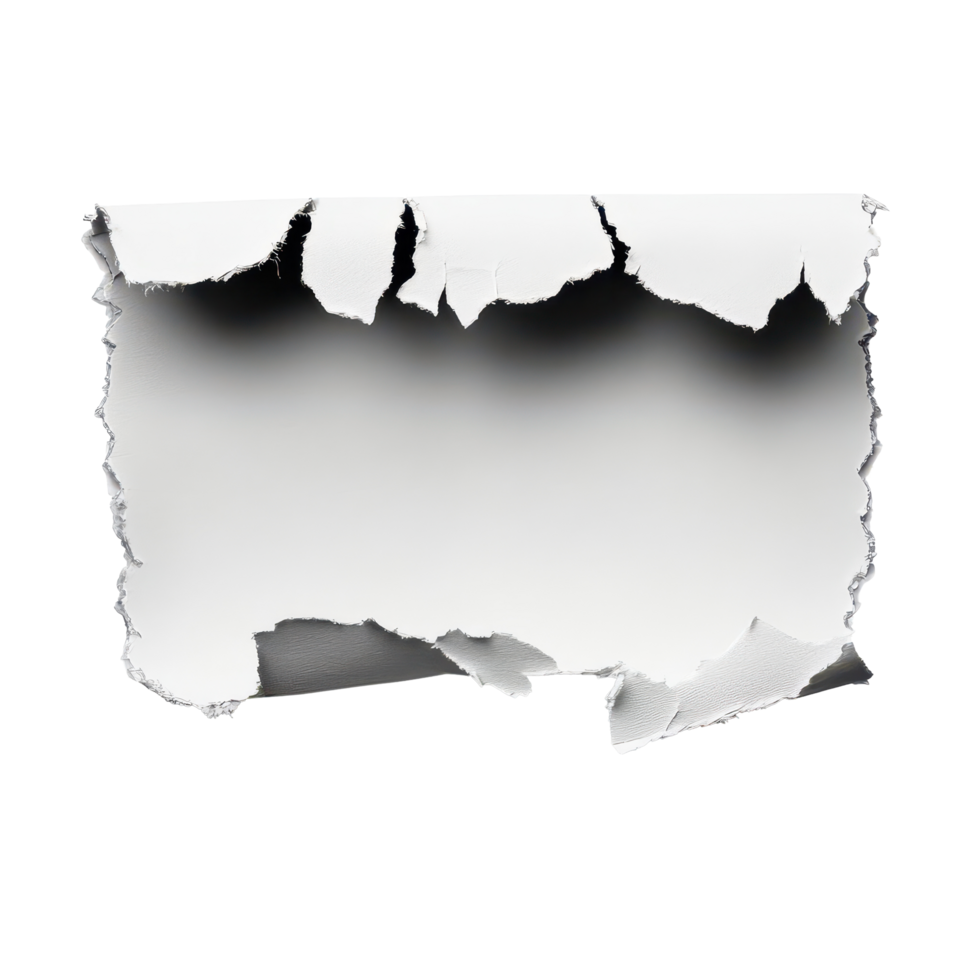 Abstract torn paper on a transparent background creating a unique artistic texture and visual interest, Abstract Torn paper on background, transparent background. png