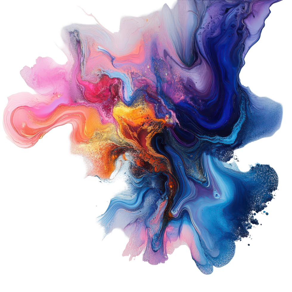 Abstract art piece featuring flowing colors on a transparent background evokes emotions of fluidity and harmony, Abstract art piece with flowing colors, transparent background. png