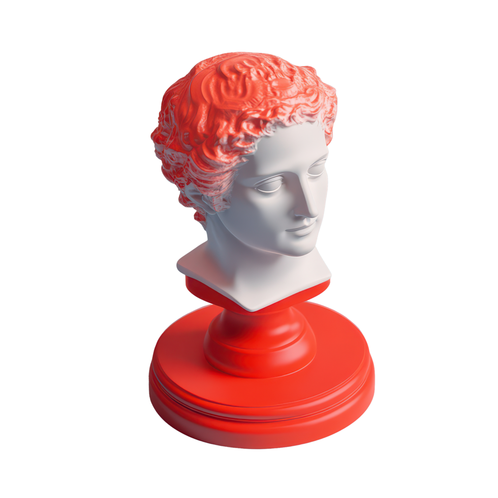 Unique customer week stamp featuring a classical bust design with vibrant coral and colors, 3d customer week stamp for composition png