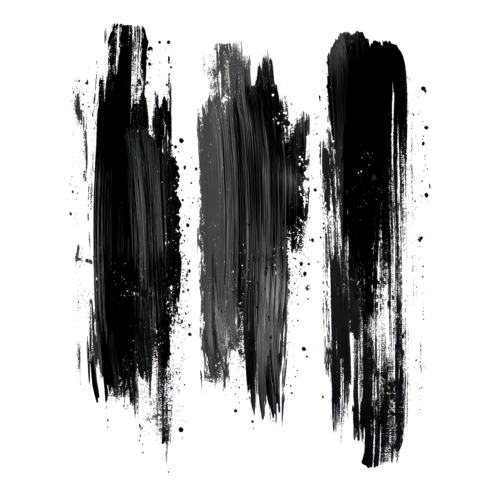 Abstract black brush strokes create dynamic artistic elements on a transparent background, enhancing modern, Black Brush Strokes, Abstract Artistic Elements Isolated on transparent background png