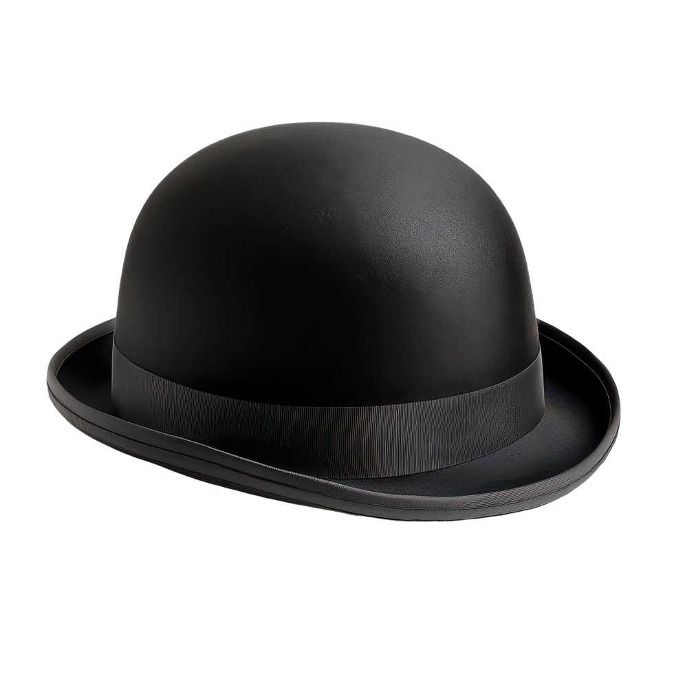 Classic black bowler hat isolated on a clean transparent background for timeless elegance and style, Black bowler hat isolated on transparent background png