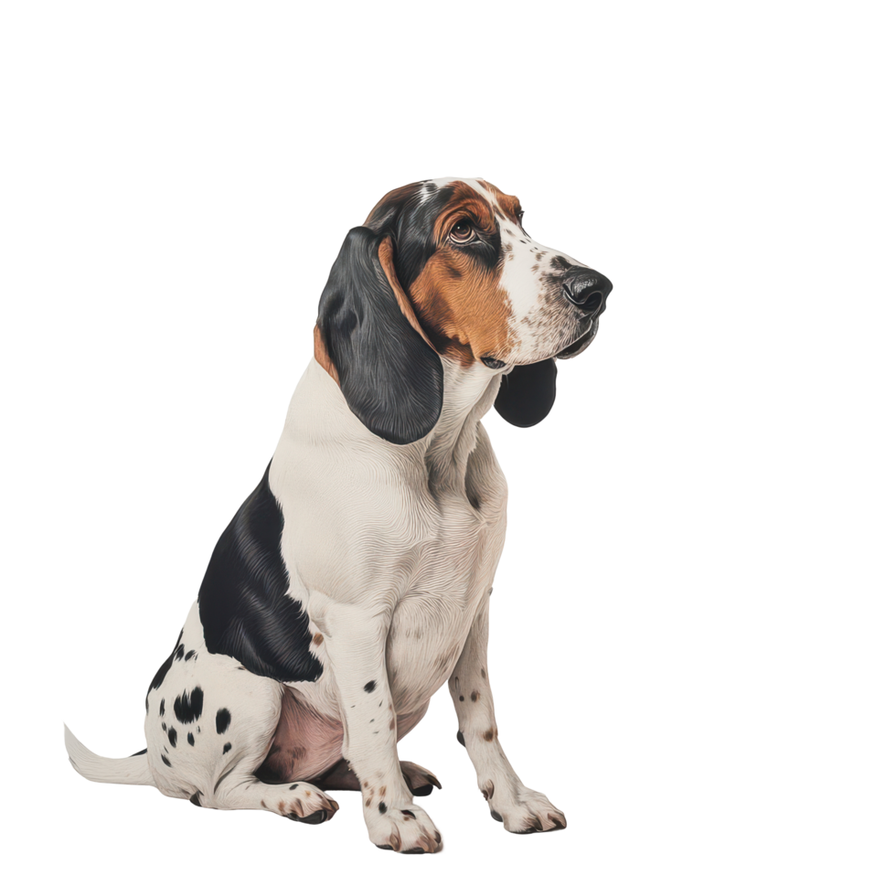 Charming basset hound poses gracefully against a clean transparent background with a dignified expression, Bas Hound, transparent background. png