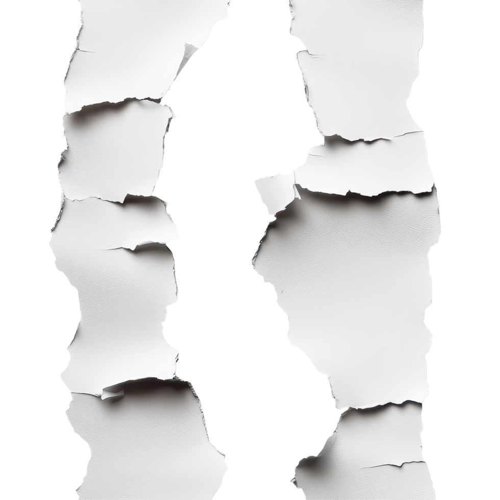 Abstract composition of torn paper on a clean transparent background for artistic and design purposes, Abstract Torn paper on background, transparent background. png