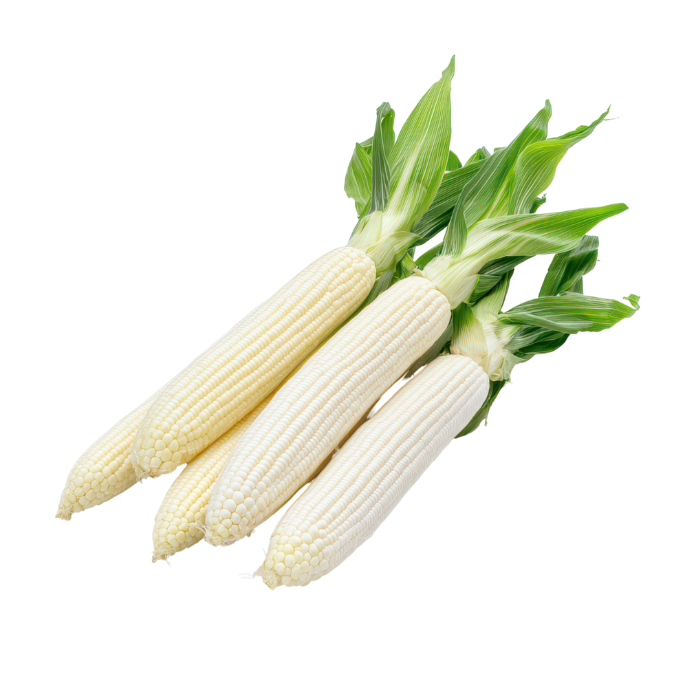 Fresh baby corn isolated on a transparent background highlighting its unique shape and vibrant green husk, baby corn isolated on transparent background with transparent background png